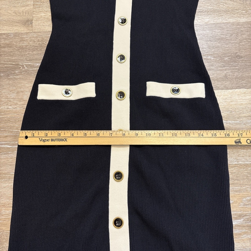 J.Crew Contrast Mini Knit Sweater Dress Black Ivory Supersculpt Yarn Sz XS EUC - Picture 9 of 12